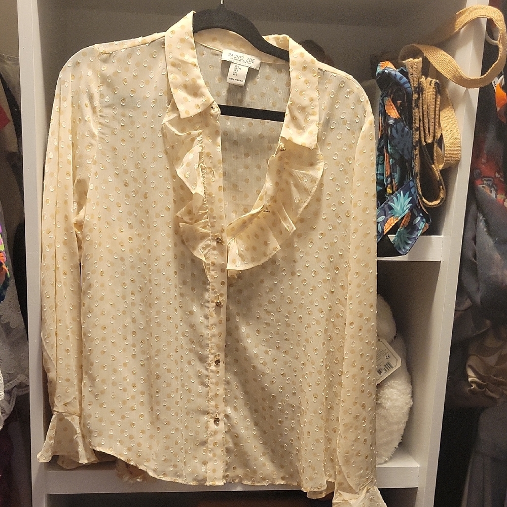 Rachel Zoe Light Gold Ruffled Blouse
